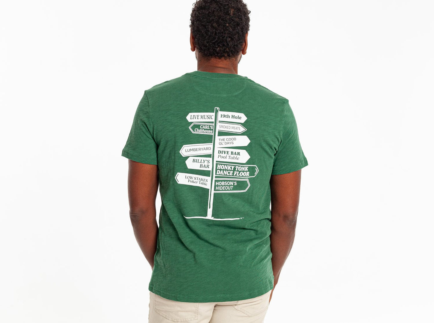 Slub Graphic T-Shirt - Sign - Hunter Green