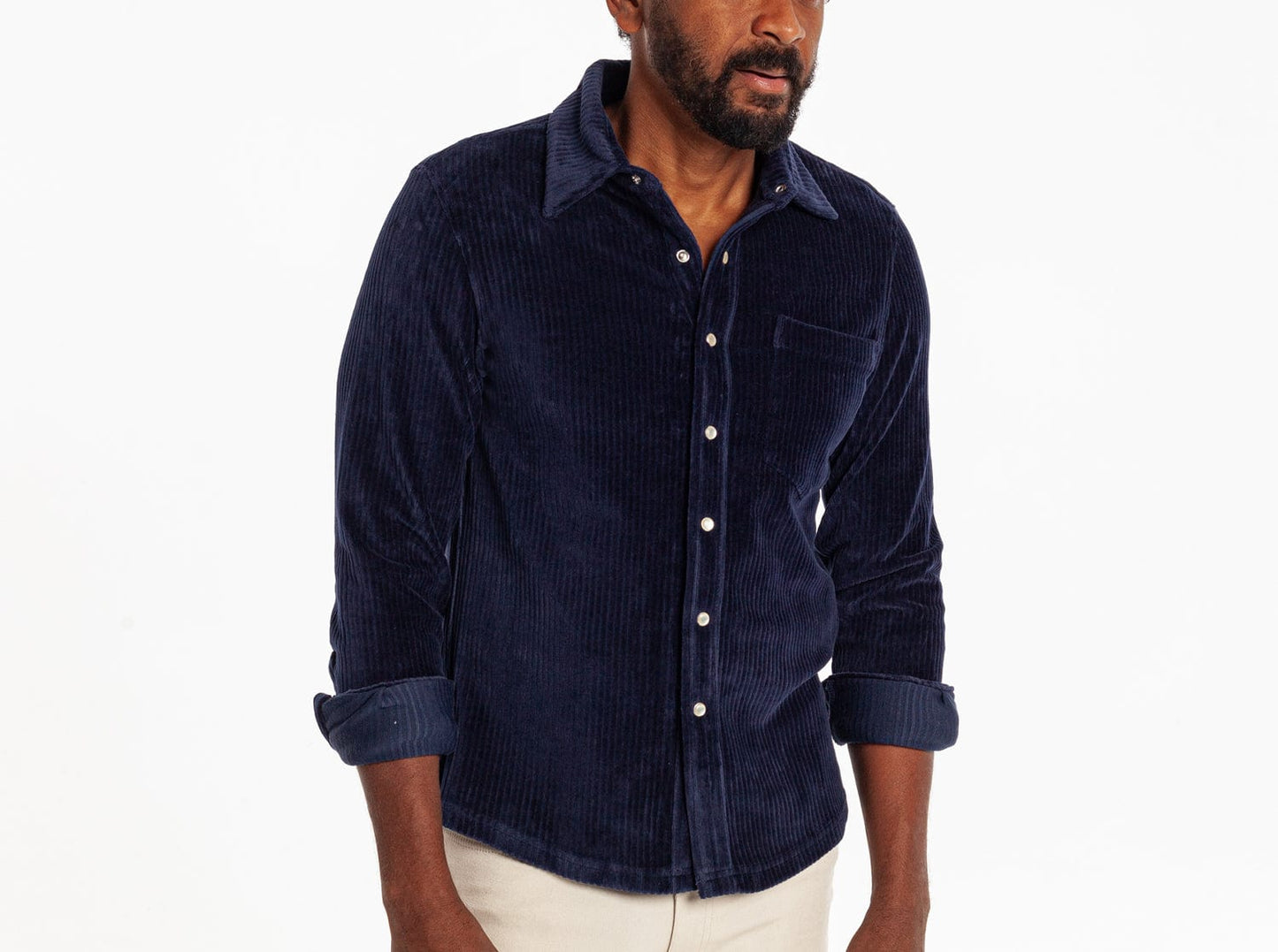 The Velour Pearl Snap - Navy