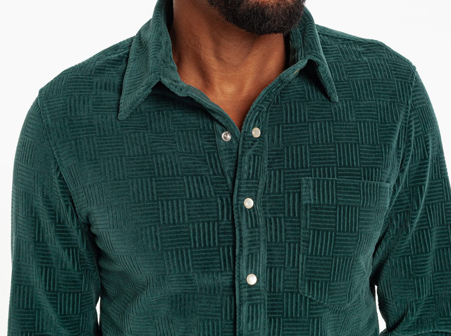 The Velour Pearl Snap - Jacquard - Pine