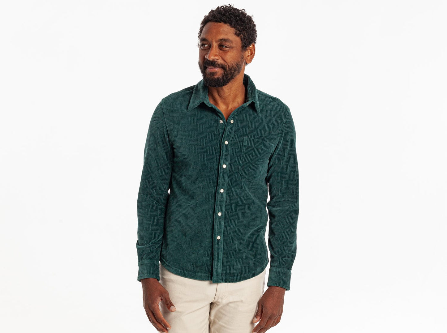 The Velour Pearl Snap - Jacquard - Pine