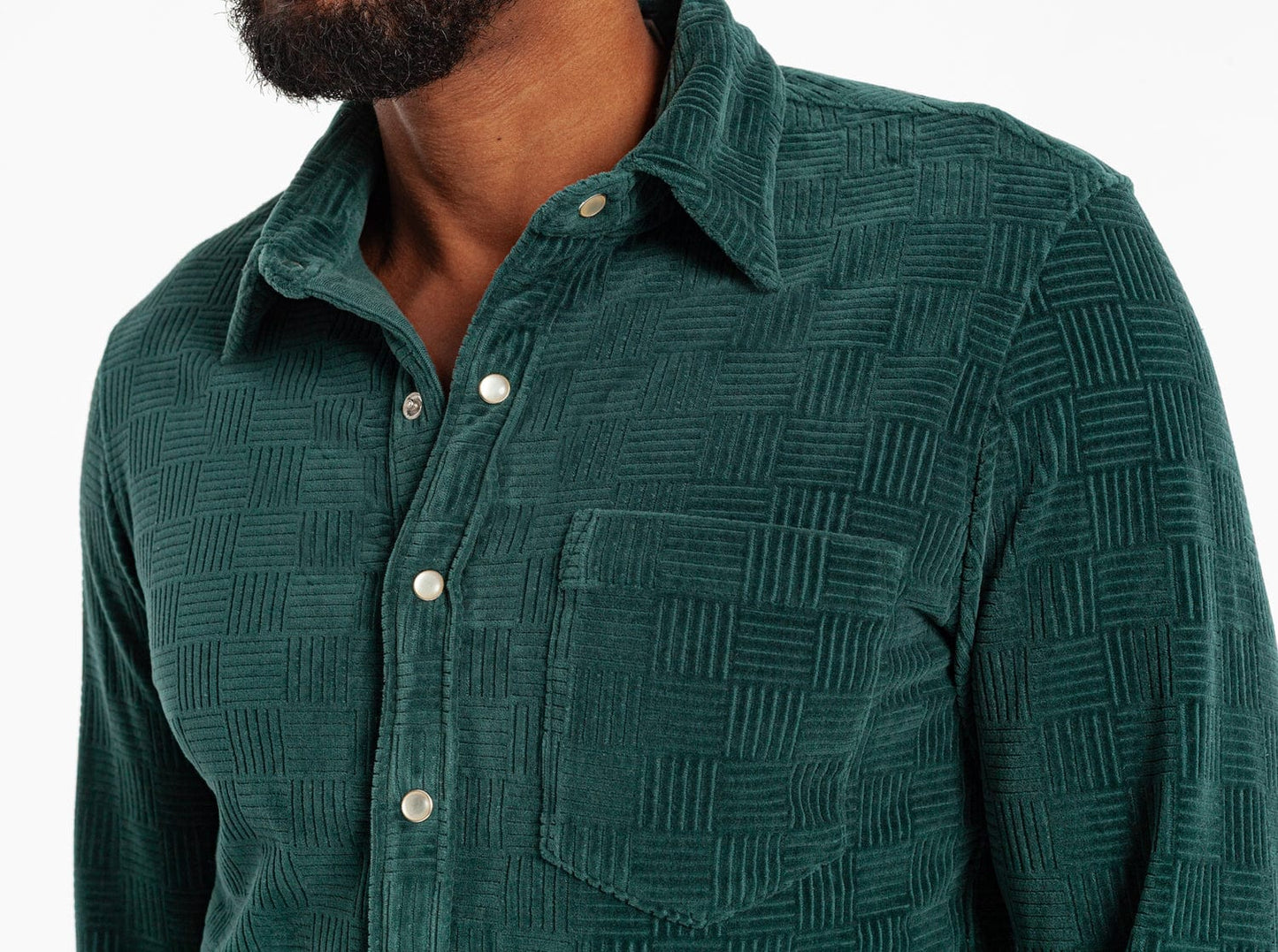 The Velour Pearl Snap - Jacquard - Pine