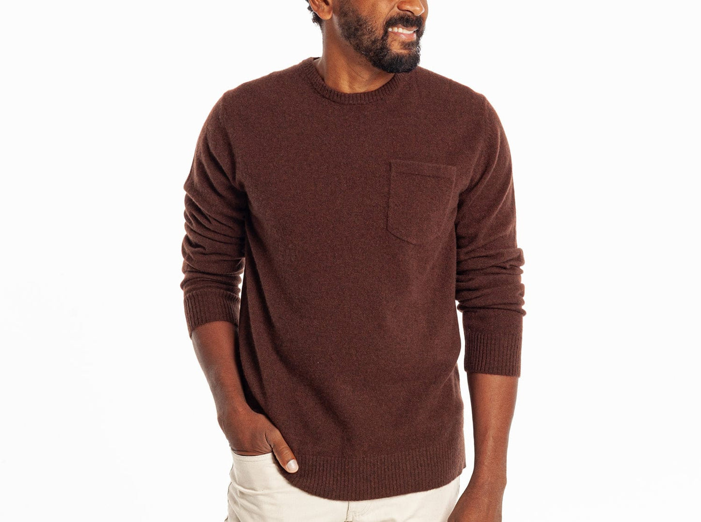 Legacy Cashmere Pocket Crew - Espresso