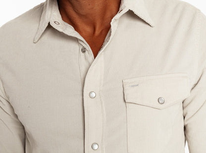 Corduroy Pearl Snap - Silver Fox