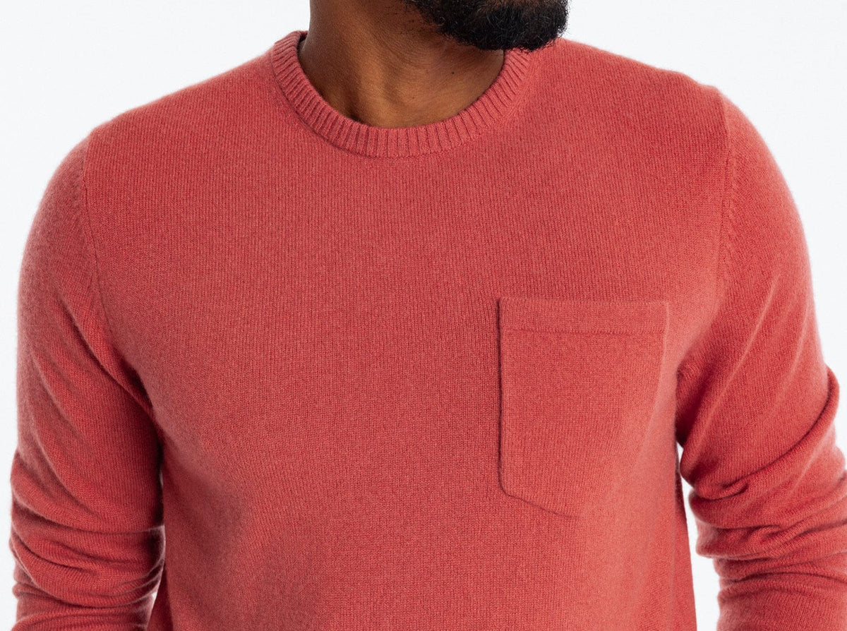 Criquet Legacy Cashmere Pocket Crew in Brick Road, studio photo