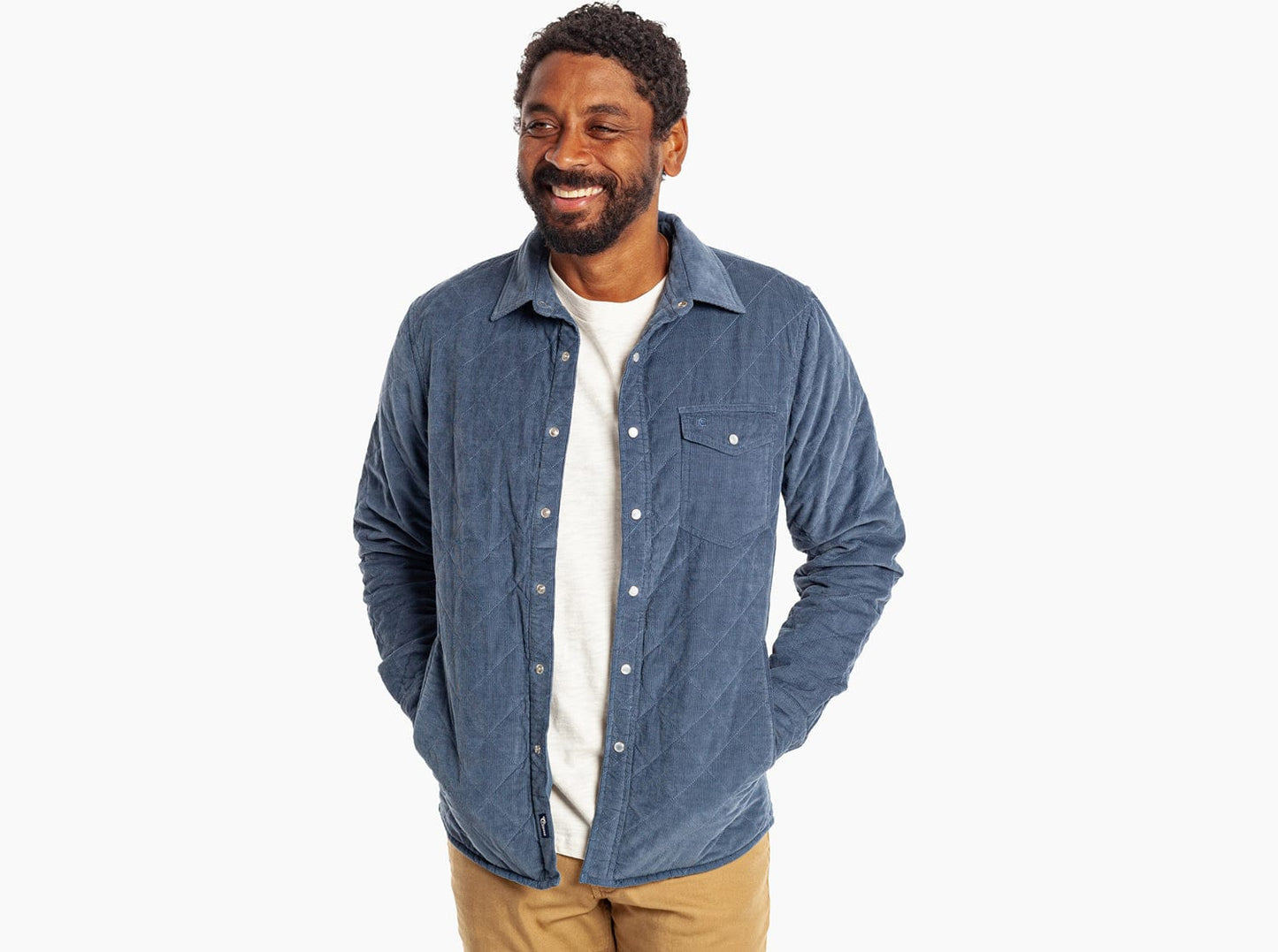 Corduroy Quilted Shacket - Slate Blue