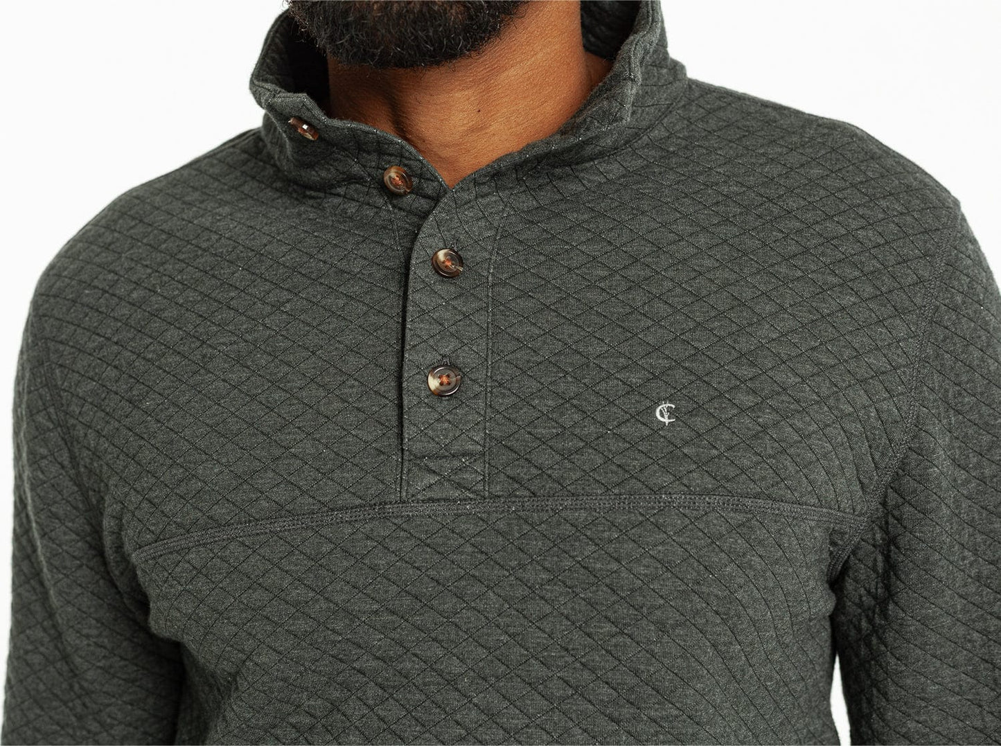 Quilted Pullover - Heather Black
