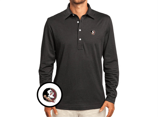 Florida State - Jacquard Long Sleeve Range Polo - Seminole - Black