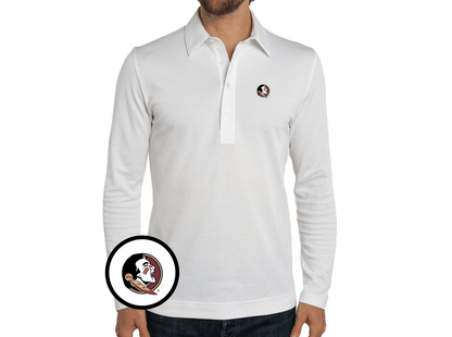 Florida State - Jacquard Long Sleeve Range Polo - Seminole - White