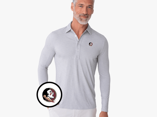 Florida State - Brrr Long Sleeve Range Polo - Seminole - Silverado