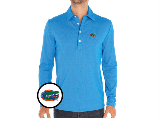 Florida - Jacquard Long Sleeve Range Polo - Albert - Blue