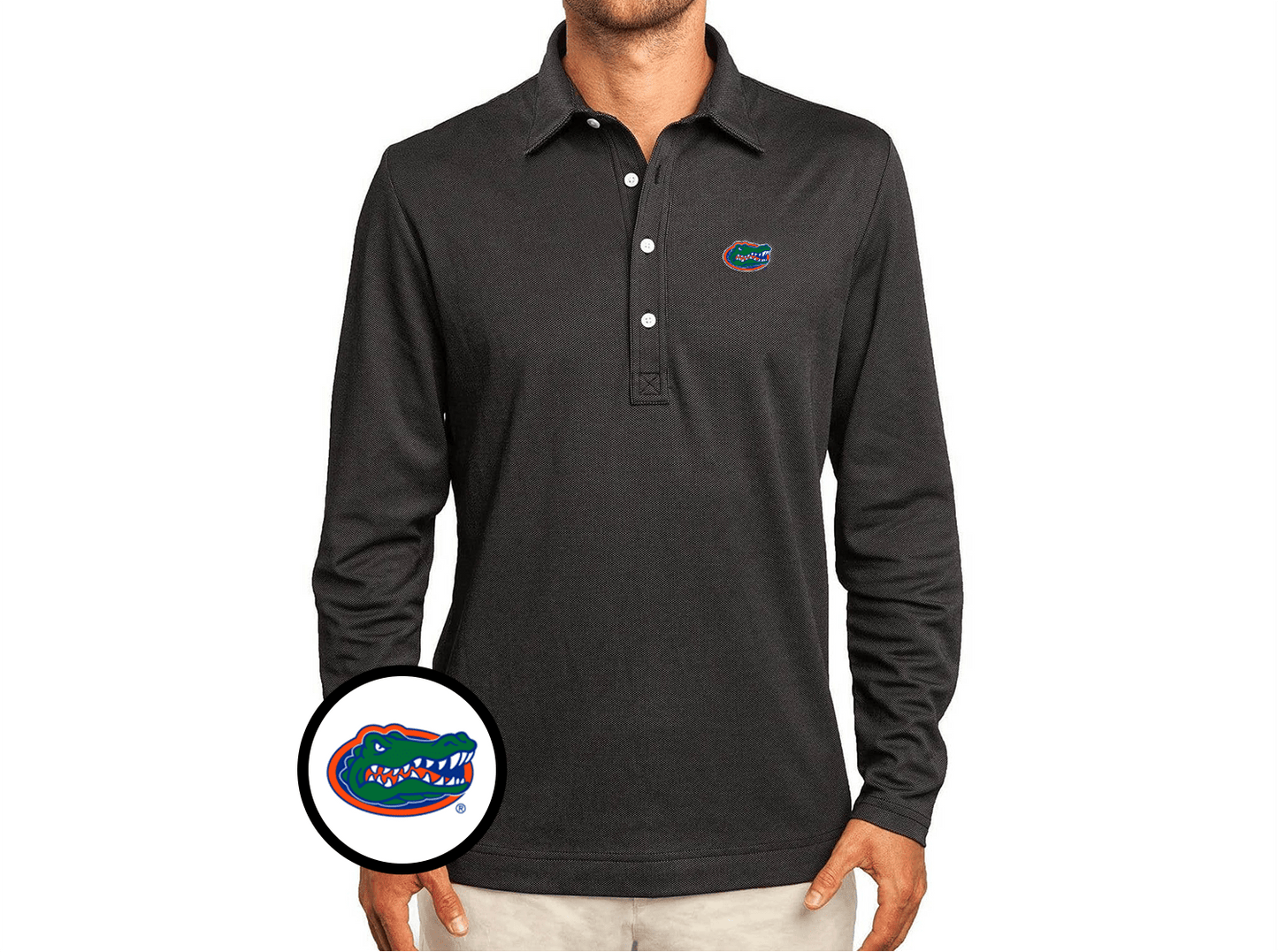 Florida - Jacquard Long Sleeve Range Polo - Albert - Black