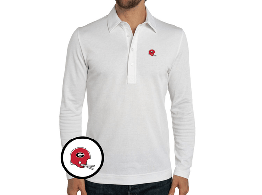 Georgia - Jacquard Long Sleeve Range Polo - Helmet - White
