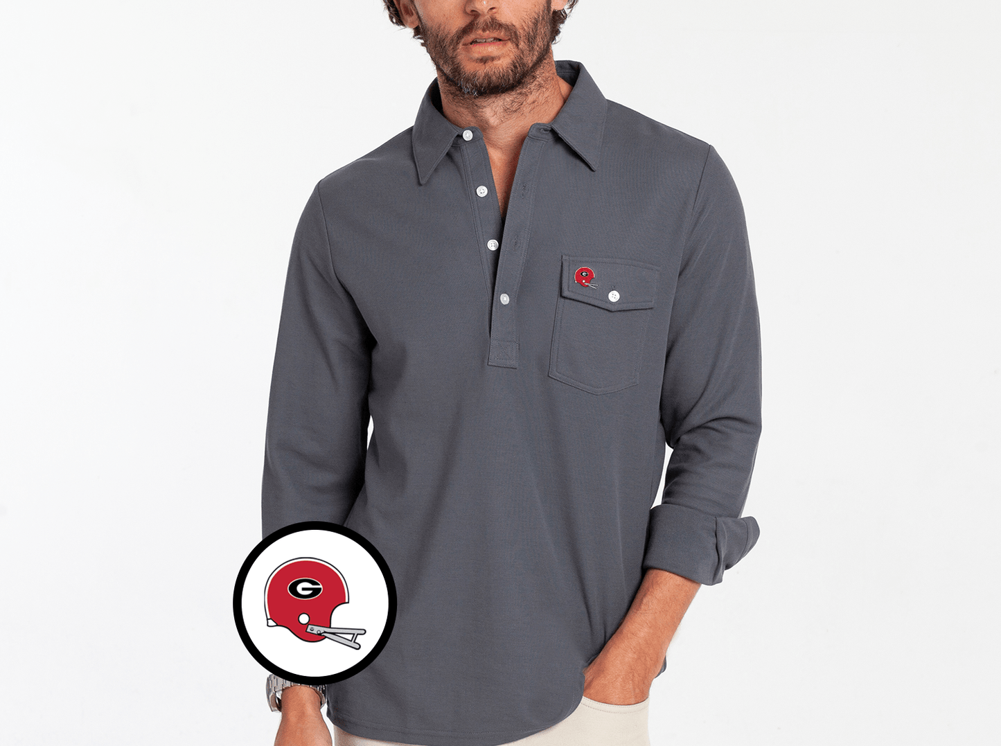 Georgia - Long Sleeve Players Shirt - Helmet - Blue Steel
