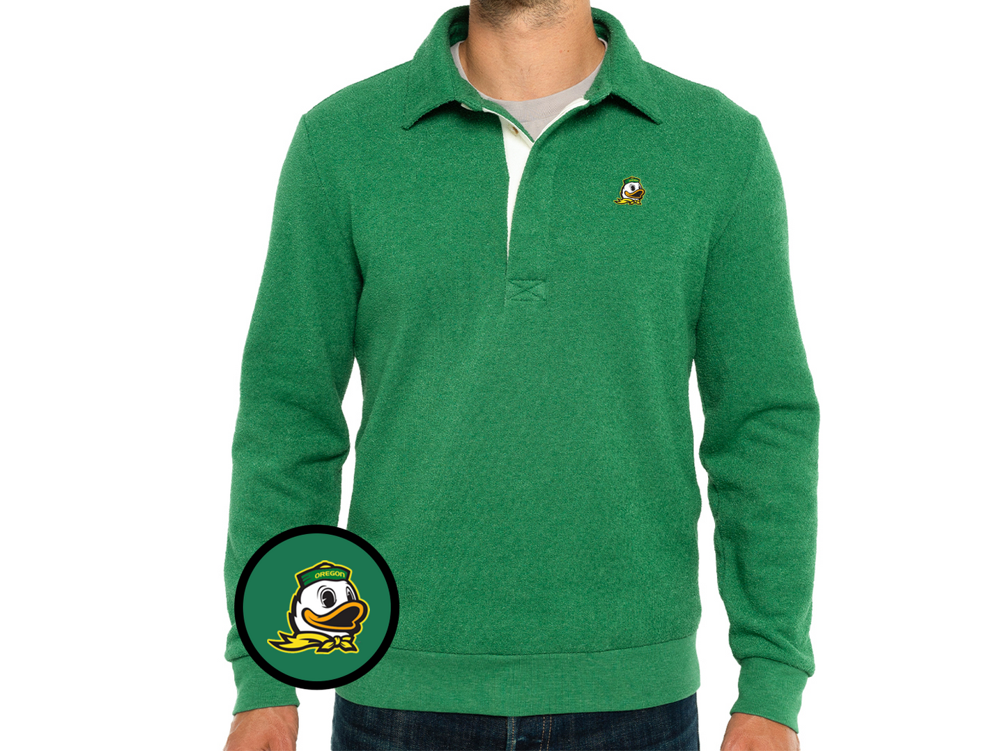 Oregon- Terry Collared Sweatshirt - Duck - Green