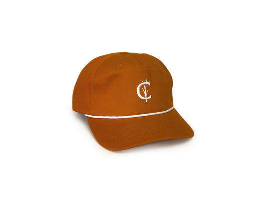 Throwback Hat - Grassy C Embroidery - Burnt Orange Twill