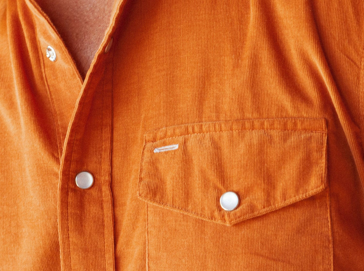 Short Sleeve Corduroy Pearl Snap - Burnt Orange