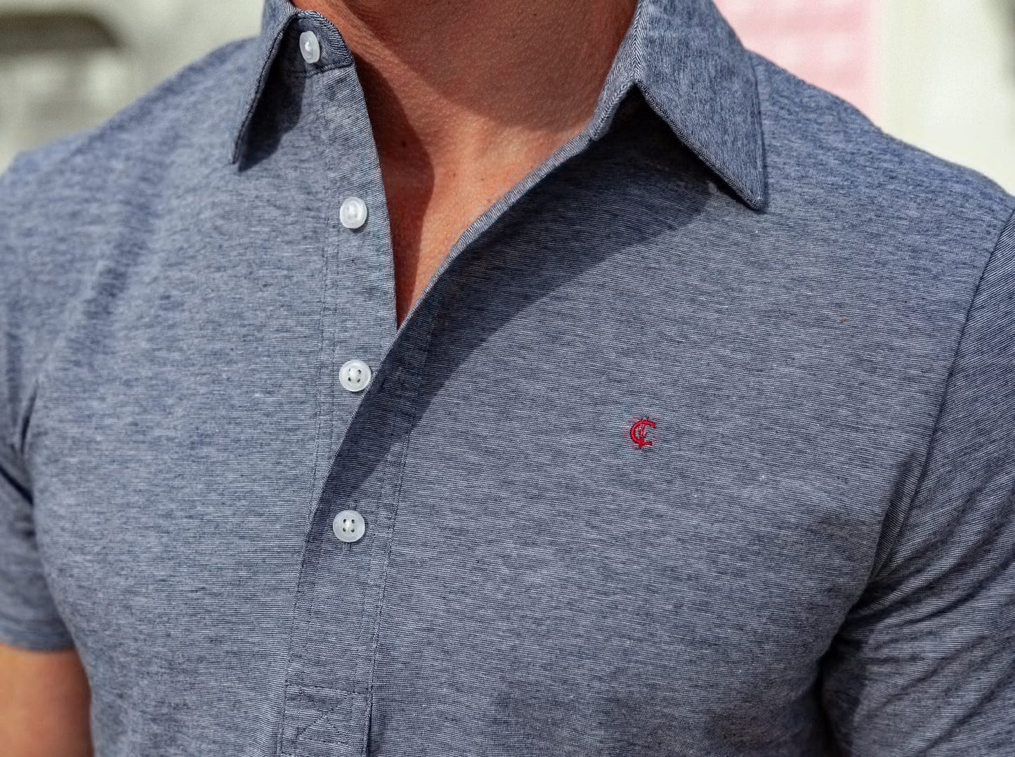 Slim Fit Top-Shelf Range Polo - Indigo Microstripe