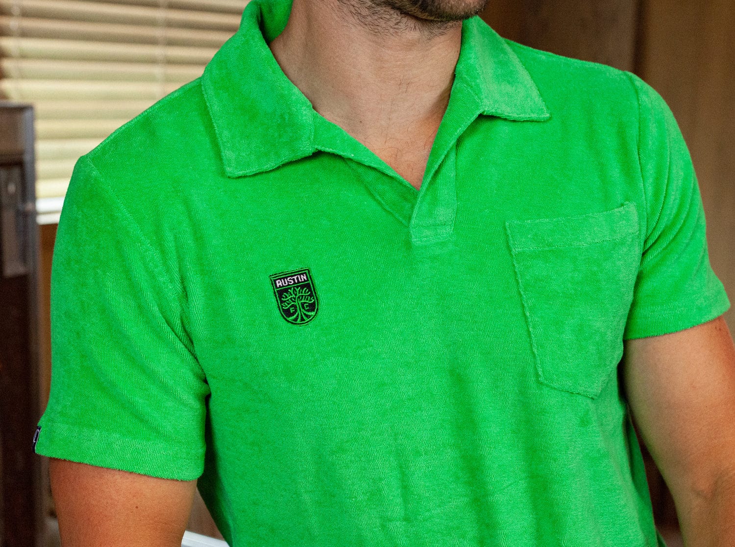 Austin FC - Terry Cloth Polo - Badge - Bright Verde - Secondary