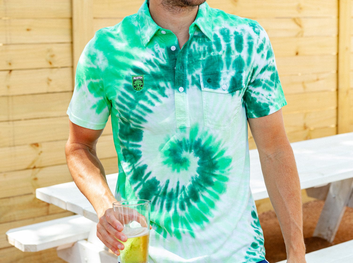 Criquet Limited Edition Tie Dye Players Polo Shirt - Green - Size: S