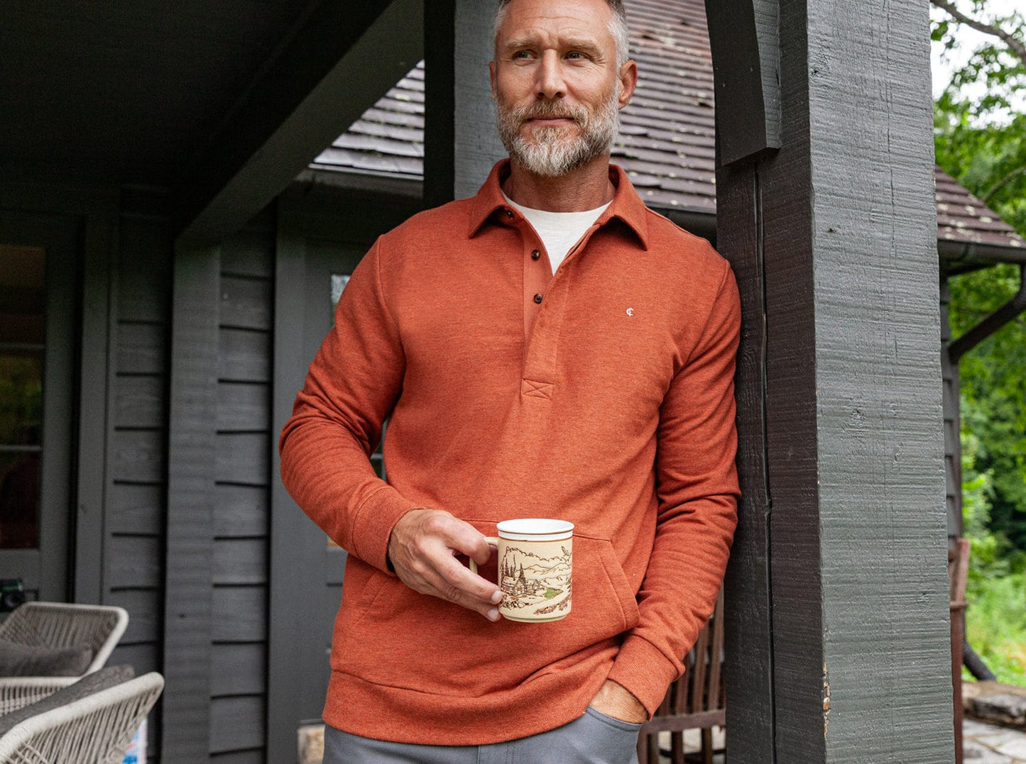 Collared Sweatshirt - Heather Burnt Orange