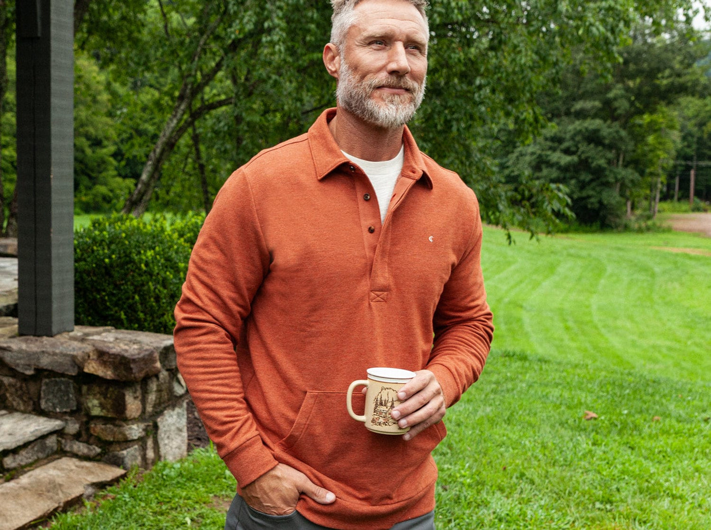 Collared Sweatshirt - Heather Burnt Orange