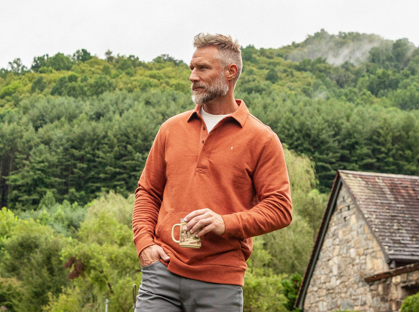 Collared Sweatshirt - Heather Burnt Orange