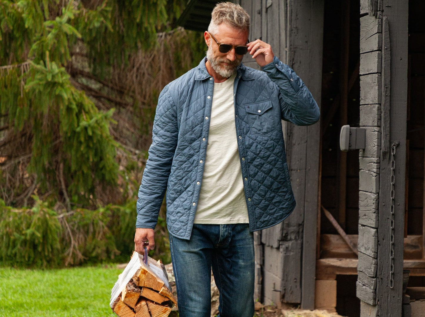 Quilted Shacket - Slate