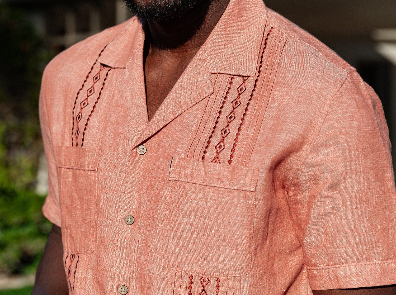 The Desi Shirt - Rust Chambray Embroidery - Secondary