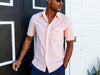 Short Sleeve Corduroy Pearl Snap - Peach Please