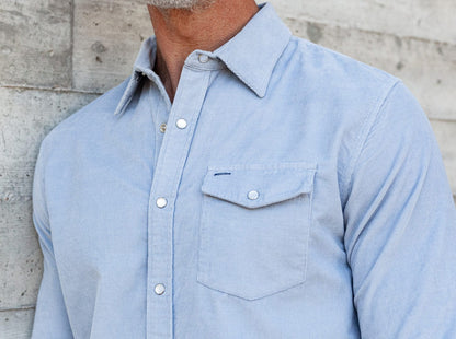 Corduroy Pearl Snap - Iced Blue