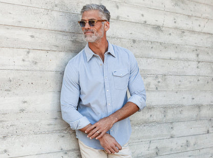 Corduroy Pearl Snap - Iced Blue