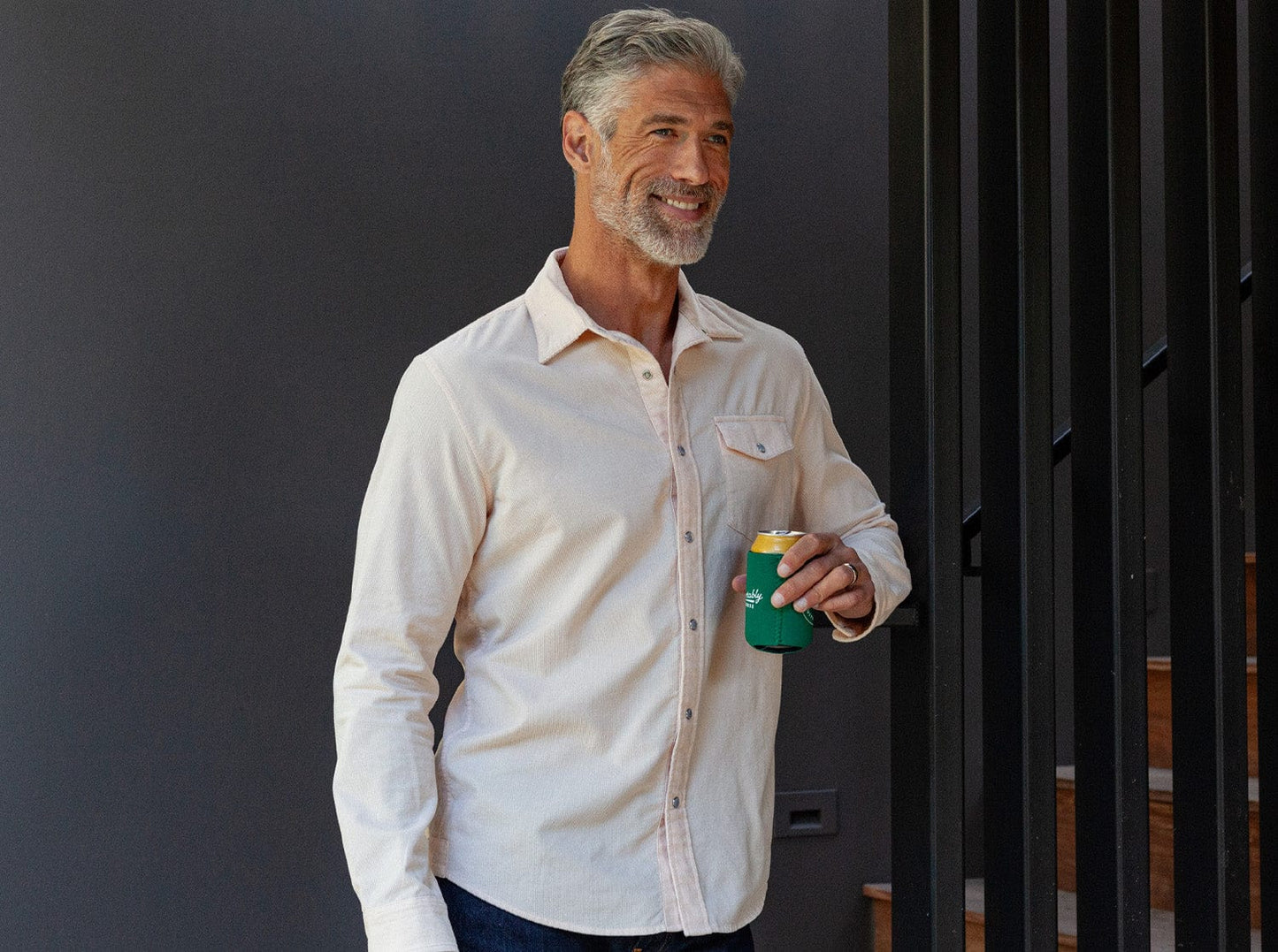 Corduroy Pearl Snap - White Sands