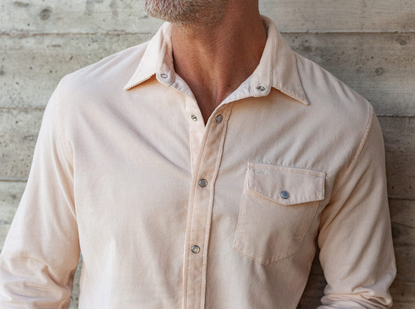 Corduroy Pearl Snap - White Sands