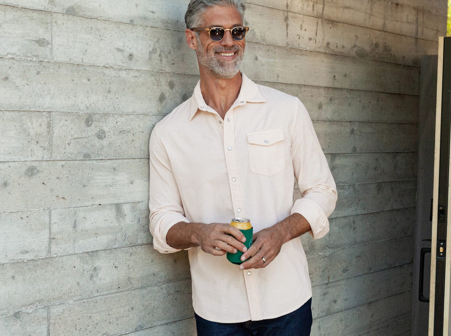 Corduroy Pearl Snap - White Sands