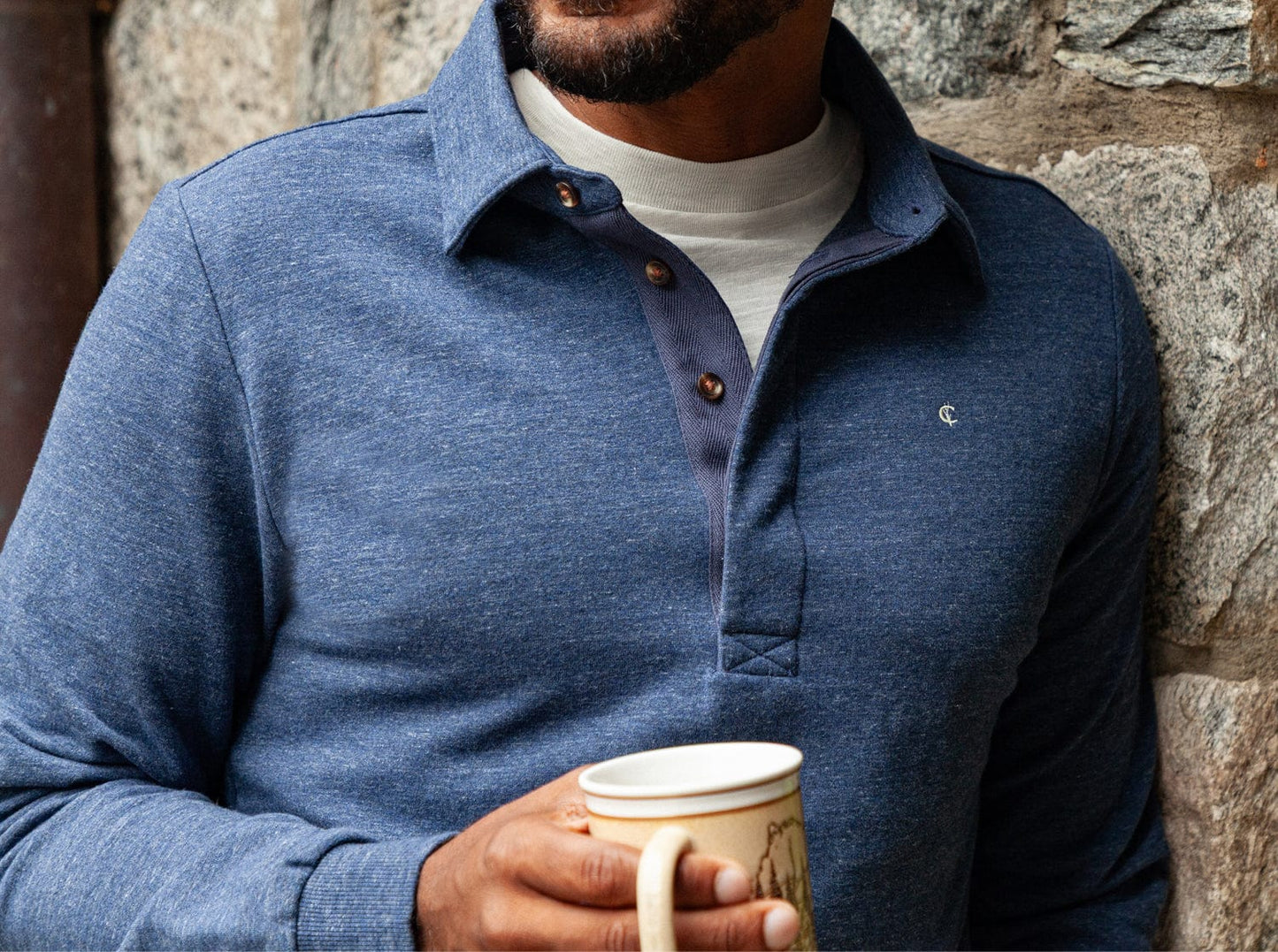 Collared Sweatshirt - Heather Navy