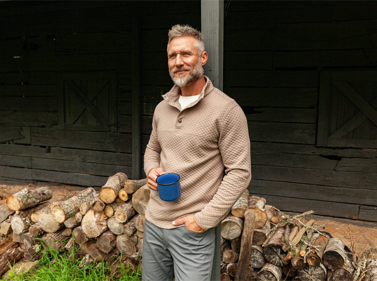 Quilted Pullover - Heather Sand