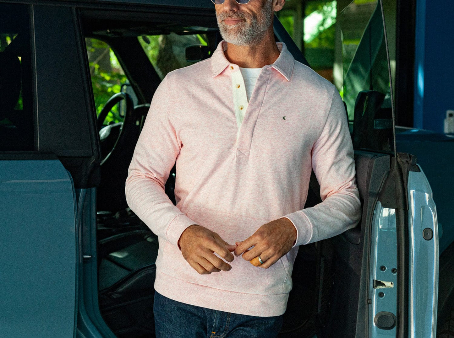 Collared Sweatshirt - Heather Pink