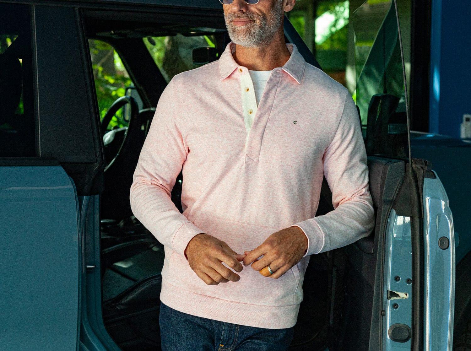 Collared Sweatshirt - Heather Pink - Secondary