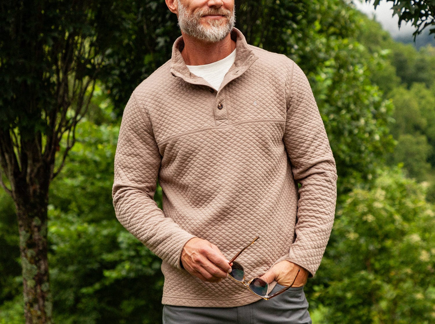 Quilted Pullover - Heather Sand