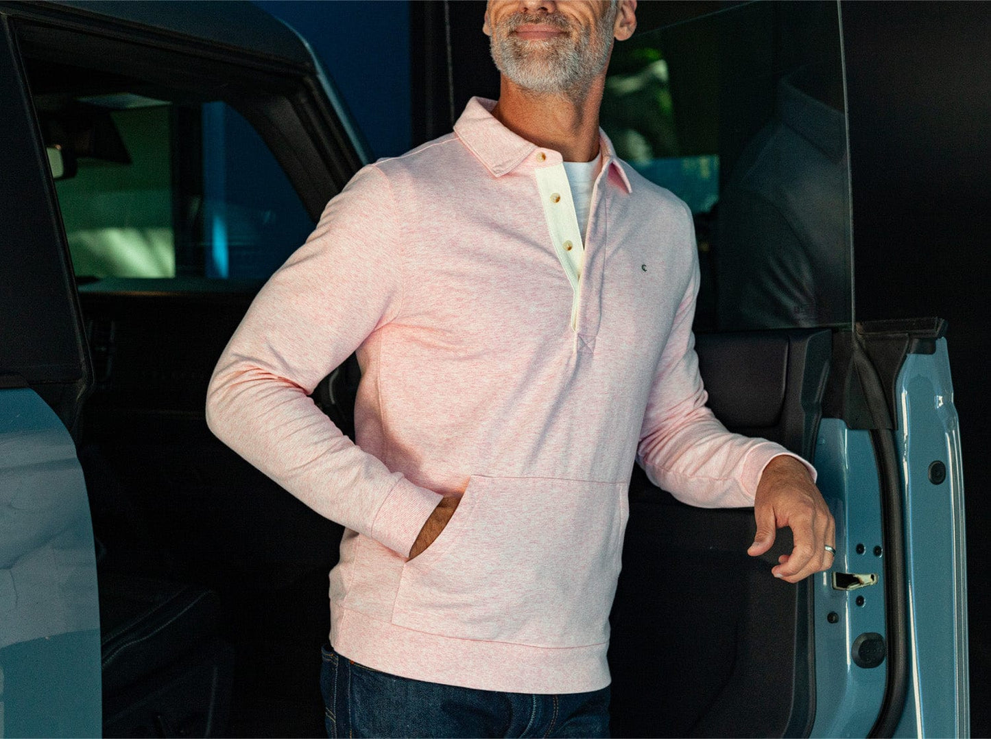 Collared Sweatshirt - Heather Pink