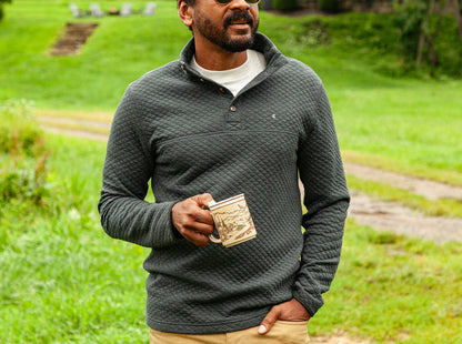 Quilted Pullover - Heather Black