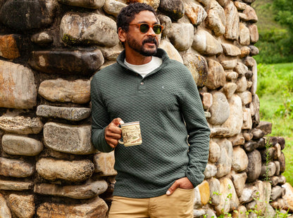 Quilted Pullover - Heather Black