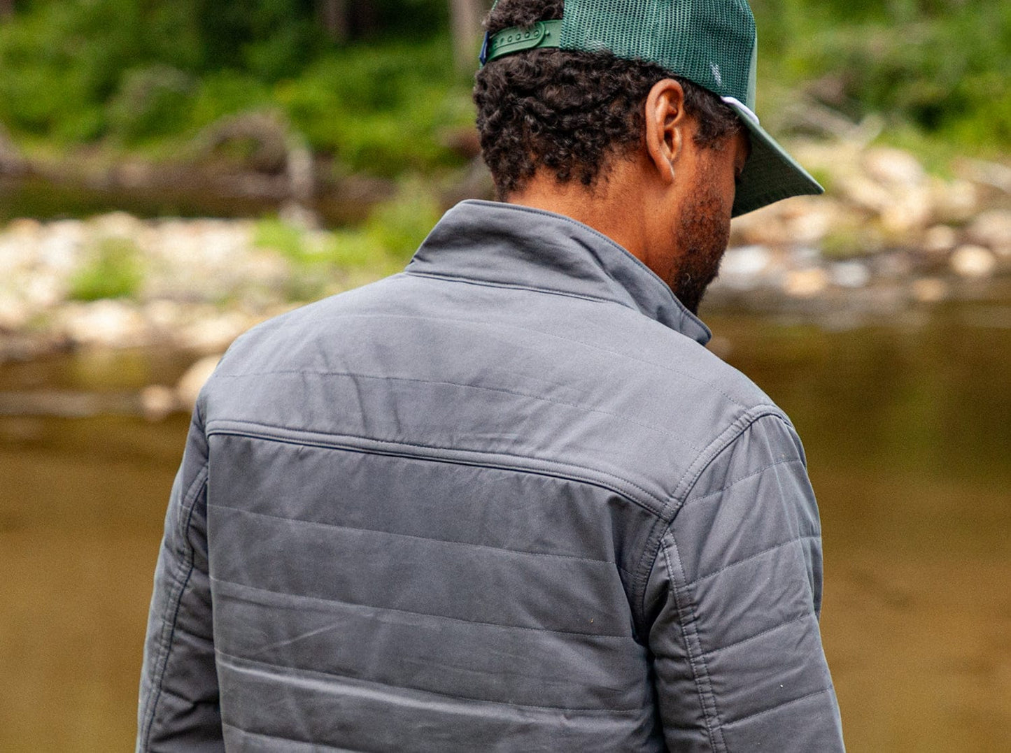 Quilted Waxed Jacket - Slate