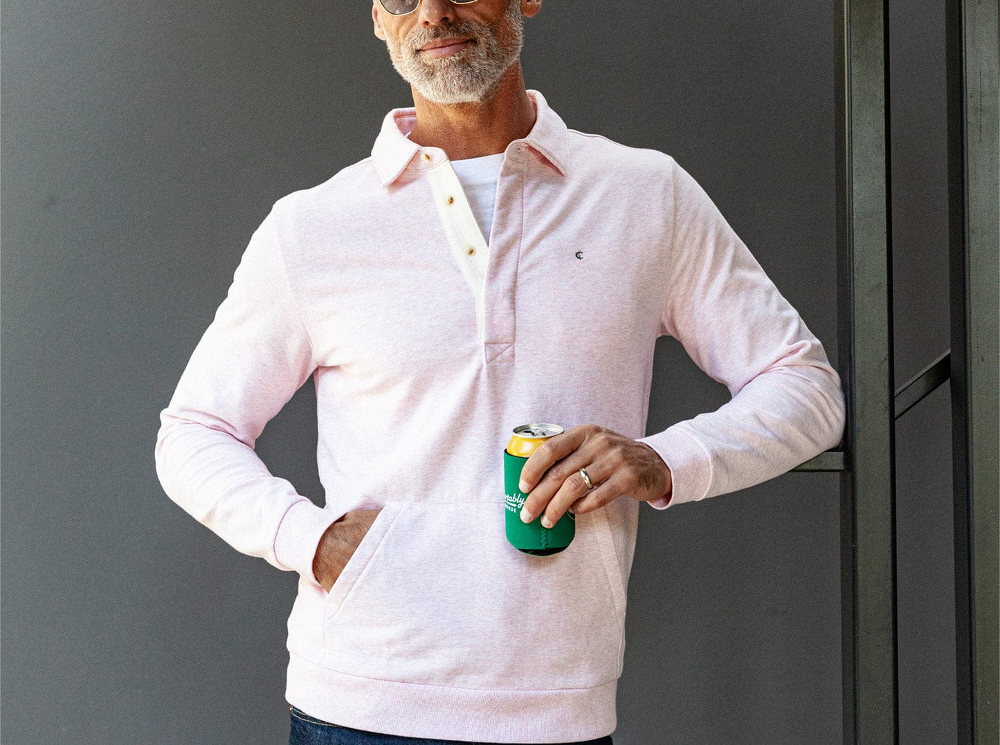 Collared Sweatshirt - Heather Pink