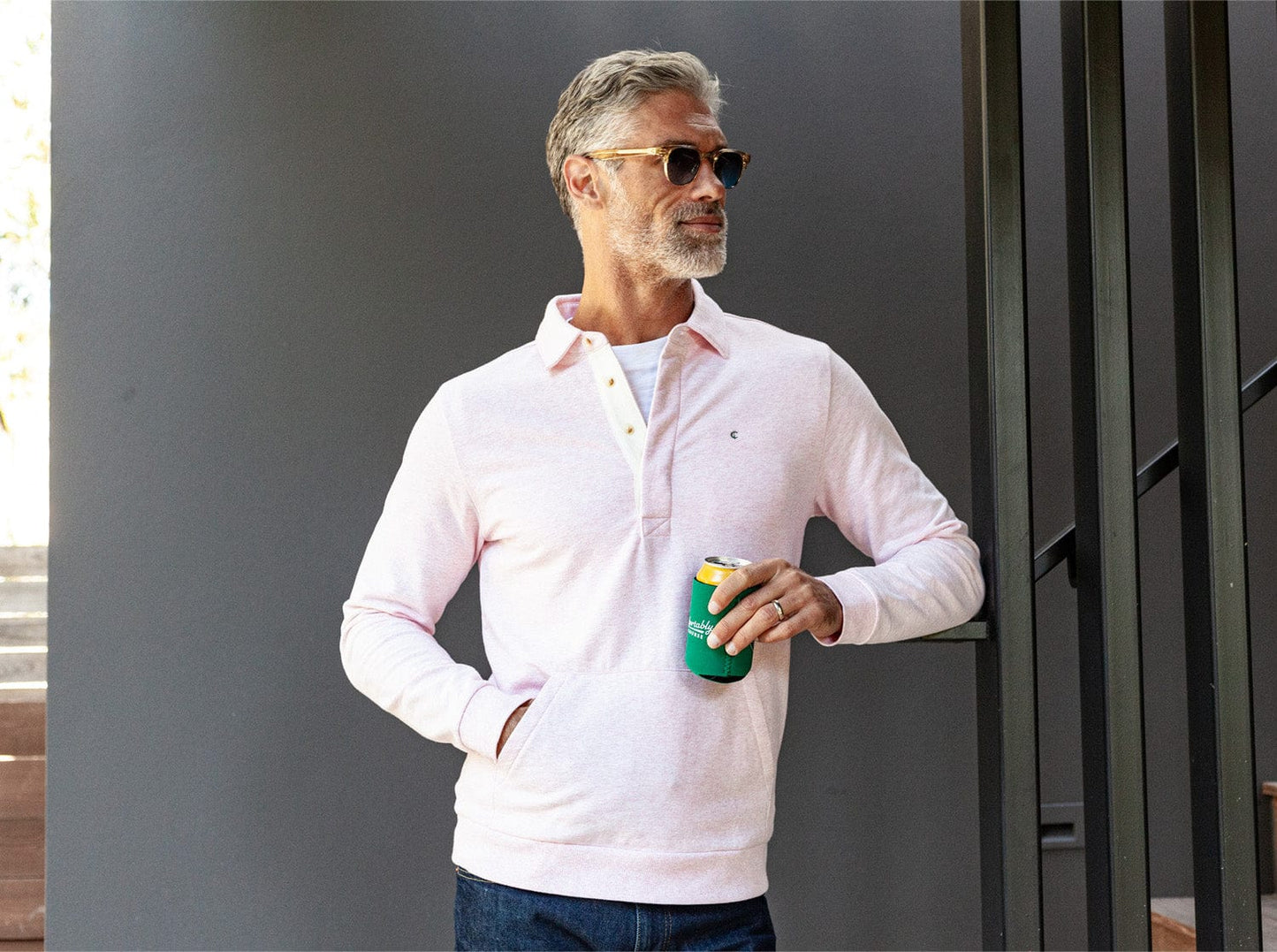 Collared Sweatshirt - Heather Pink