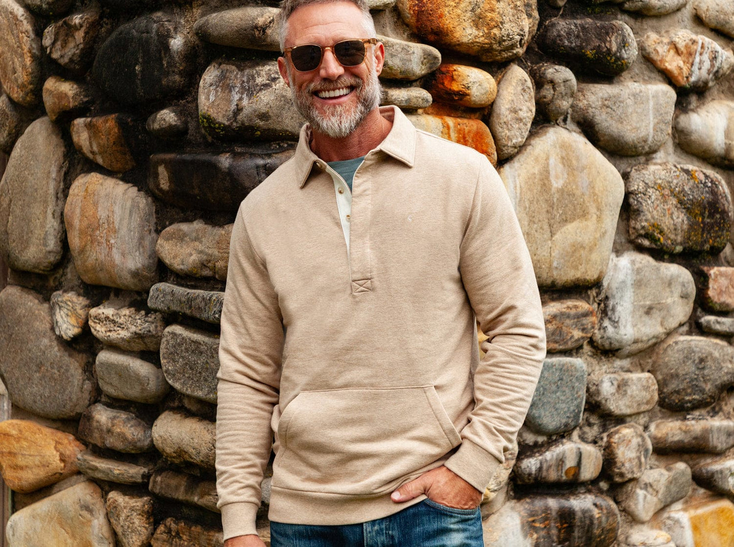 Collared Sweatshirt - Heather Camel