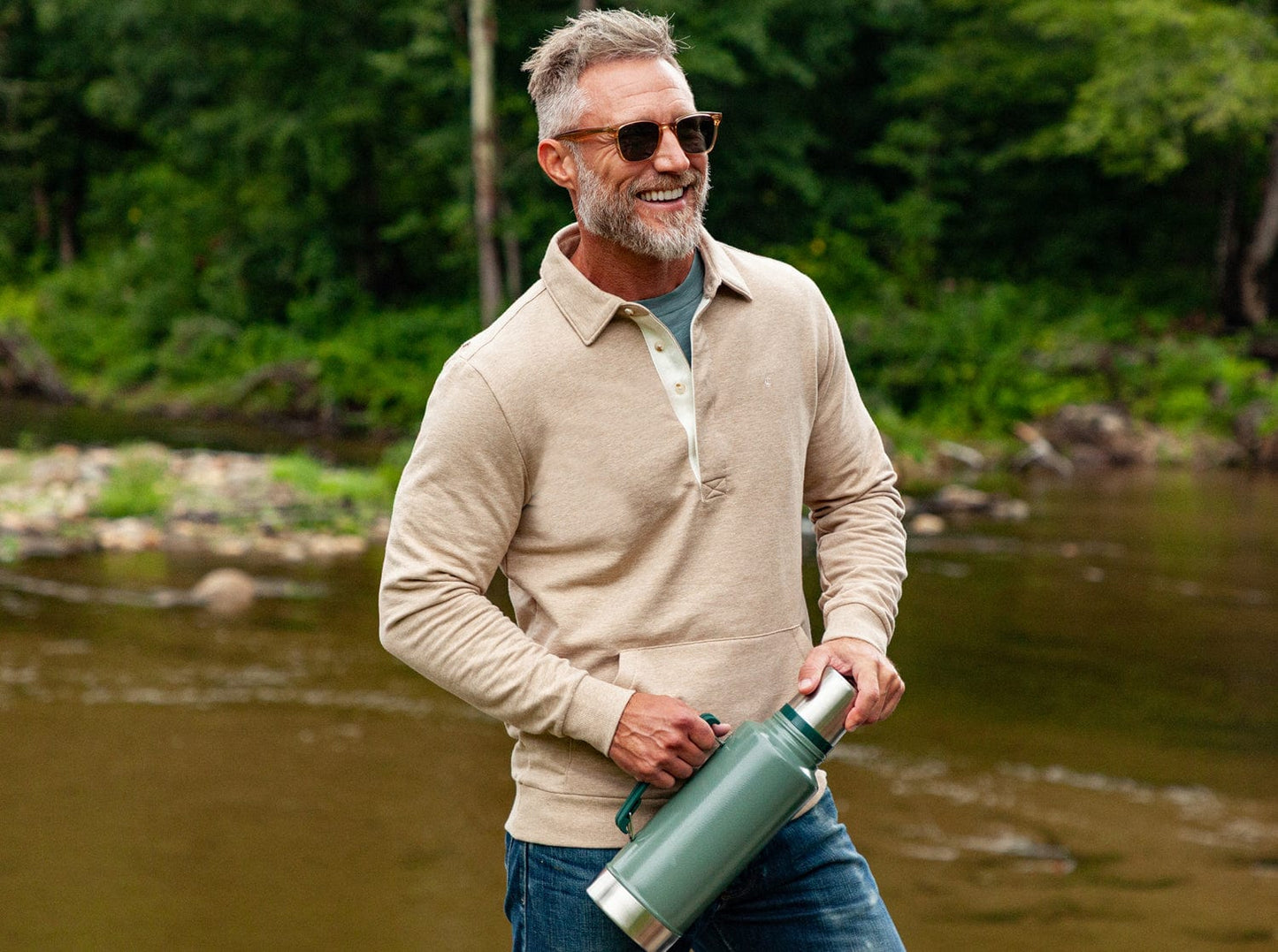 Collared Sweatshirt - Heather Camel