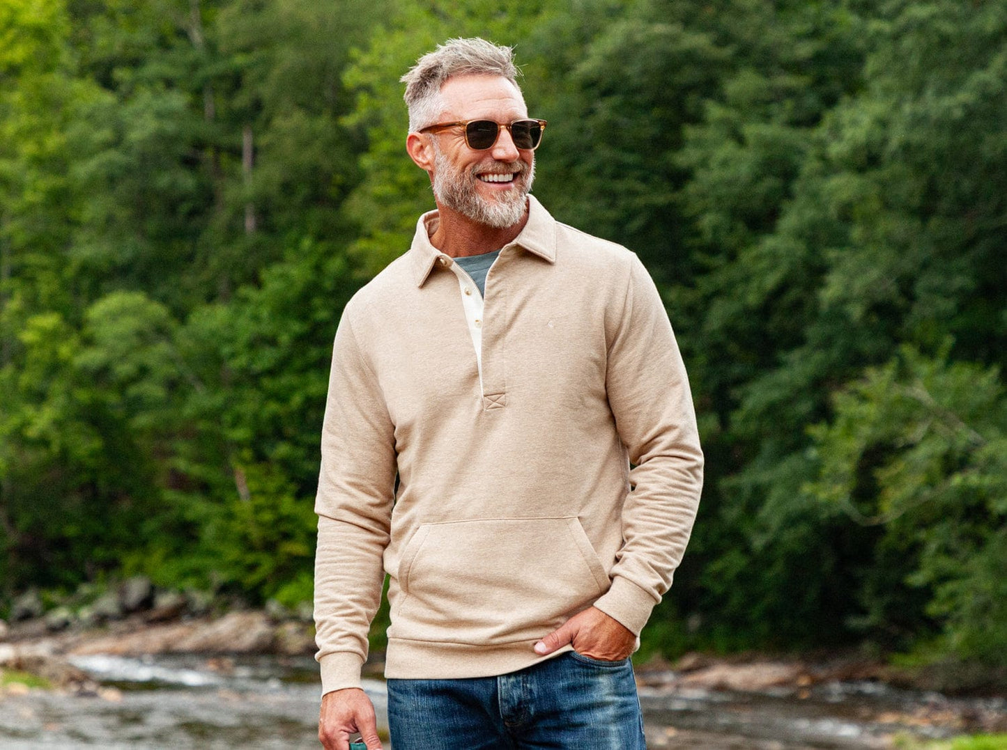 Collared Sweatshirt - Heather Camel