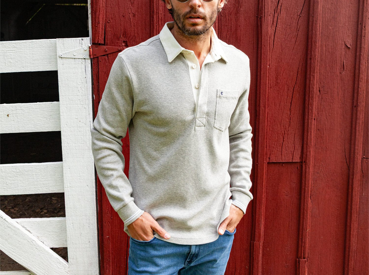 Waffle Rugby Shirt - Heather Gray