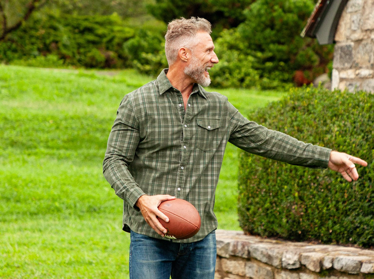 Corduroy Pearl Snap - Olive Plaid